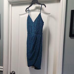 Lulu's Sparkling Teal Mini Dress